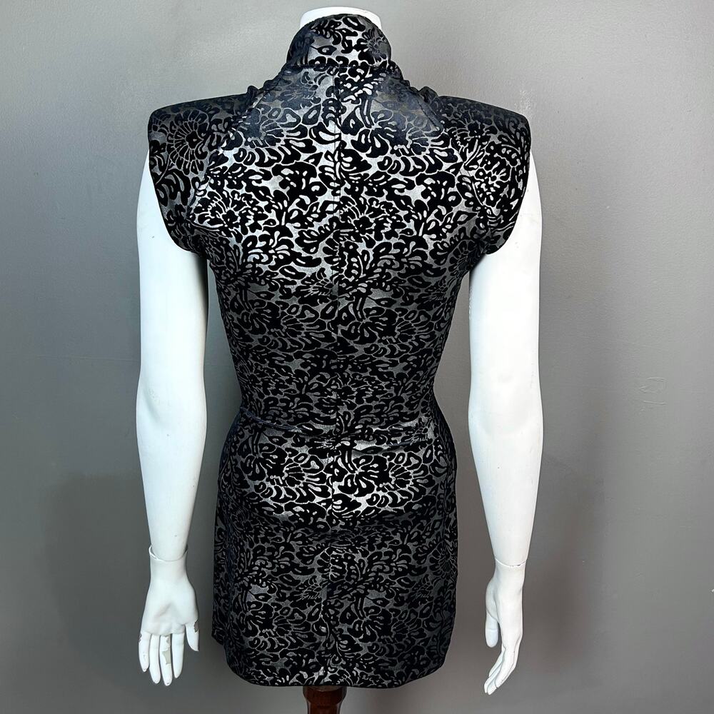 Shrine Los Angeles Dress Small mini Goth 90s burnout velvet zip-up bodycon - Picture 7 of 12